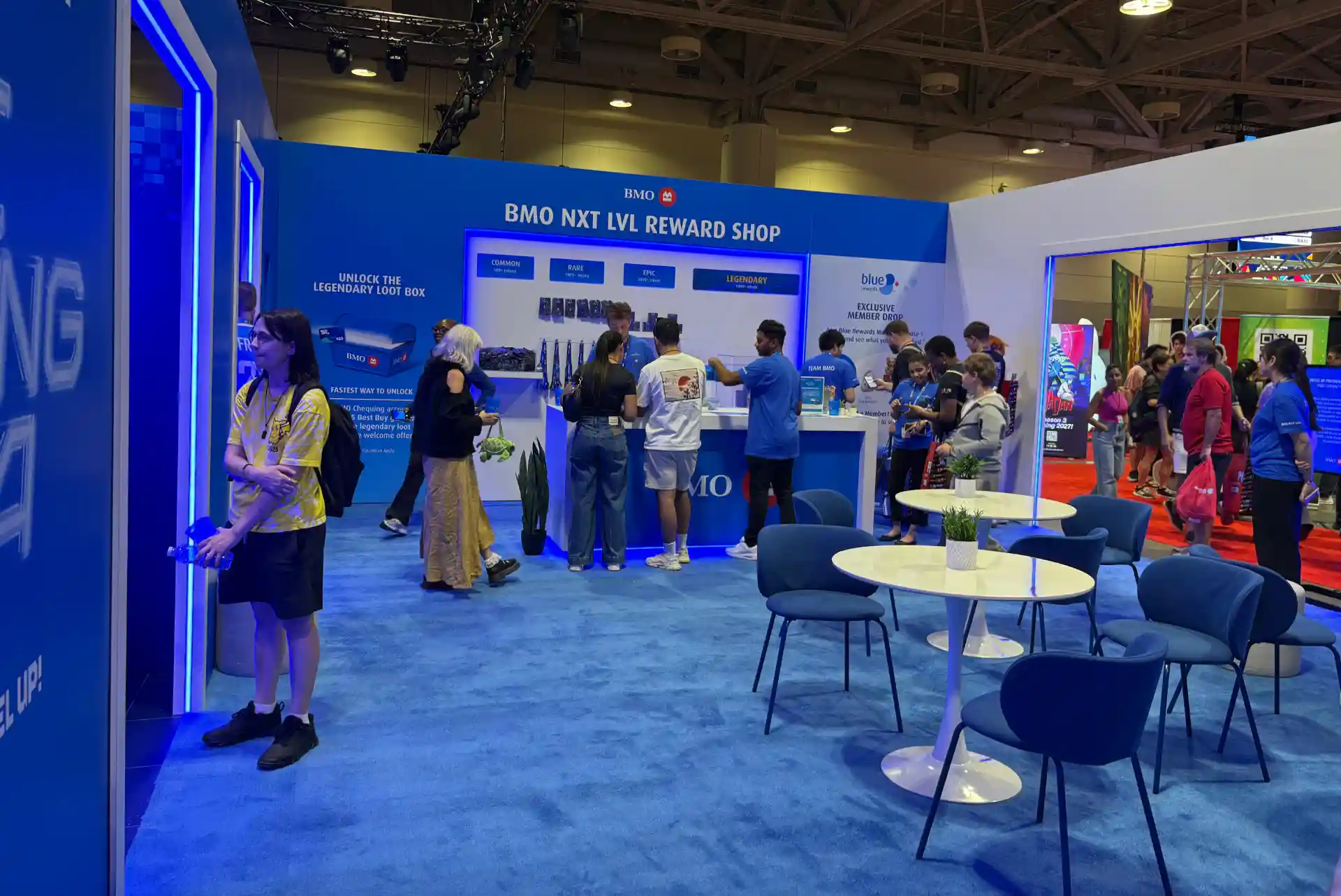 BMO NXT LVL activation with arcade-style Plinko and claw machines at FAN EXPO Canada 2026