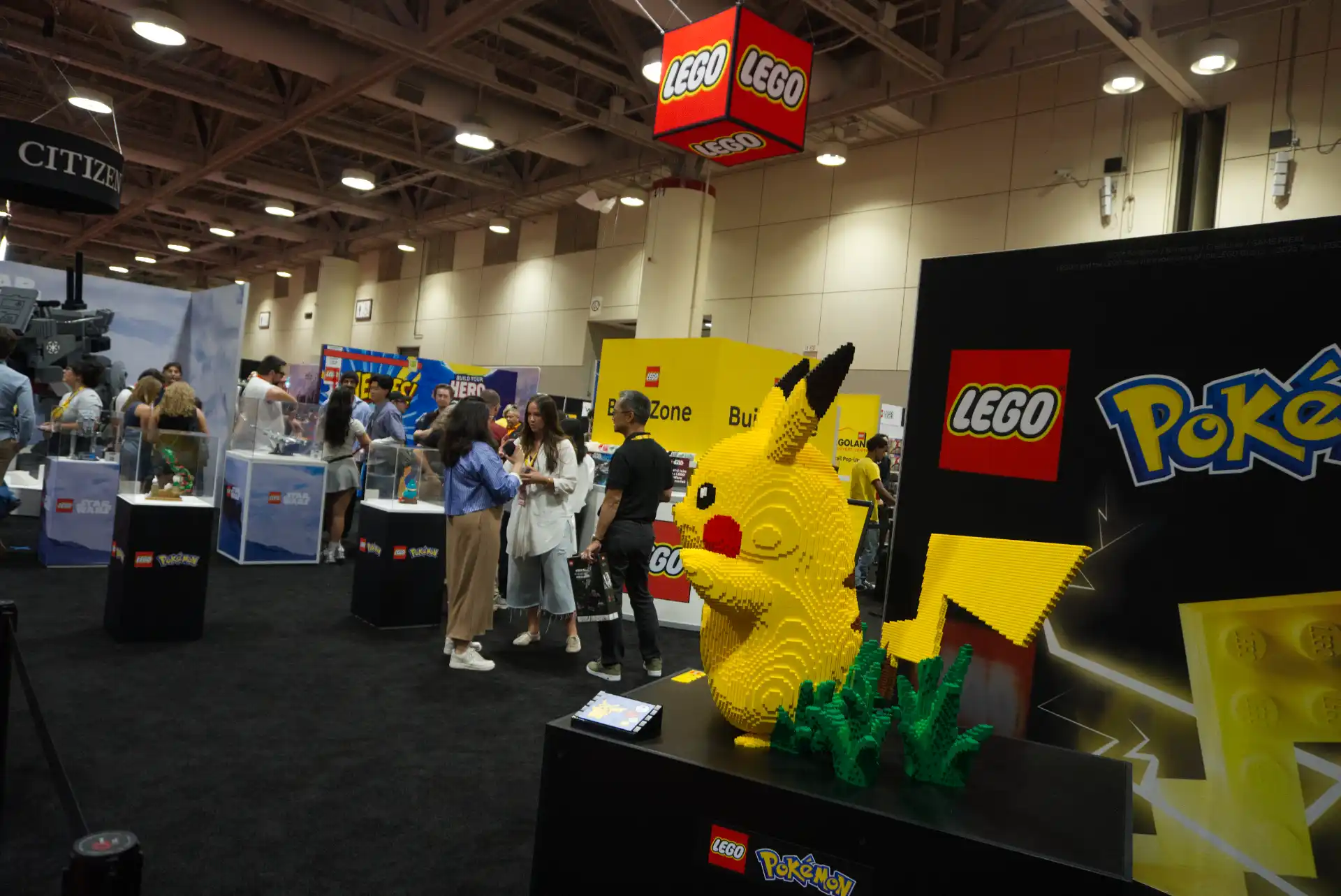 FAN EXPO Canada 2026 - life-size LEGO Pikachu display celebrating Pokemon's 30th anniversary at the LEGO booth